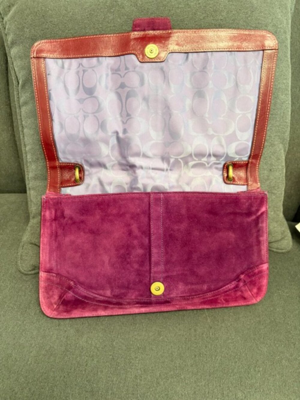Coach Soho Demi Flap Burgundy Suede Shoulder Bag Vintage Y2K - Picture 6 of 7